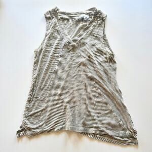 Sigrid Olsen 100 Linen Asymmetrical Sleeveless Striped Women T Shirt Sz M